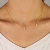 925 Silver Layer Pendant Necklace for Women Golden Geometric Charm Chain