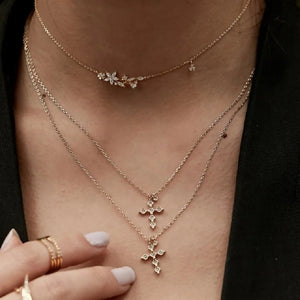 Delicate 4 Star CZ Charm 925 Silver Choker Necklace