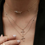 Delicate 4 Star CZ Charm 925 Silver Choker Necklace