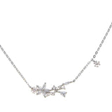 Delicate 4 Star CZ Charm 925 Silver Choker Necklace