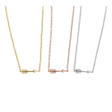 Fine 925 Silver Thin Pave CZ Arrow Sideway Choker Necklace