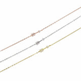 Fine 925 Silver Thin Pave CZ Arrow Sideway Choker Necklace