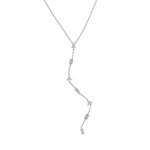 Geometric CZ Y Lariat Long Chain Wedding Necklace