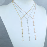 Geometric CZ Y Lariat Long Chain Wedding Necklace