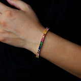 Rainbow Tennis Bracelet Colorful Zircon Chain Bangle - Women's Gift