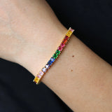 Rainbow Tennis Bracelet Colorful Zircon Chain Bangle - Women's Gift