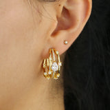 Earring Wrap Circle Hoop With Fire Opal Stone