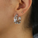 Earring Wrap Circle Hoop With Fire Opal Stone