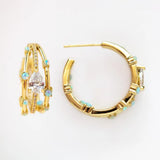 Earring Wrap Circle Hoop With Fire Opal Stone