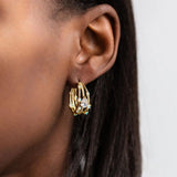Earring Wrap Circle Hoop With Fire Opal Stone