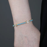 3mm CZ Tennis Chain Turquoises Stone Evil Eye Charm Bracelet Necklace