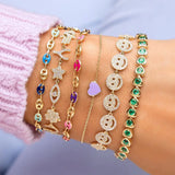 Micro Pave 5A CZ Smile Face Charm Bracelet