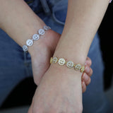 Micro Pave 5A CZ Smile Face Charm Bracelet