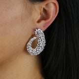 Rose Silver Pink Hoop Earring with Pinky Cz