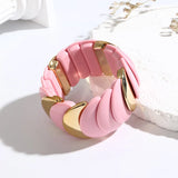 Wide Beaded Chain Bracelet for Girls Resin Bangles High Elastic Jewelry