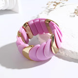 Wide Beaded Chain Bracelet for Girls Resin Bangles High Elastic Jewelry