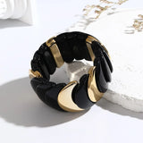 Wide Beaded Chain Bracelet for Girls Resin Bangles High Elastic Jewelry