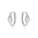 Pink Opal Hoop Earrings 925 Sterling Silver Women's Jewelry Gift