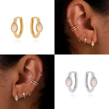 Pink Opal Hoop Earrings 925 Sterling Silver Women's Jewelry Gift
