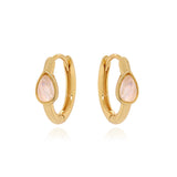 Pink Opal Hoop Earrings 925 Sterling Silver Women's Jewelry Gift