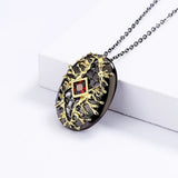 Boho Ethnic Leaf Diamond Pendant Necklace Red Zircon Women's Party Chain