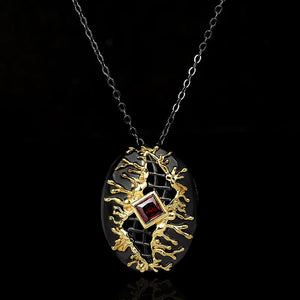 Boho Ethnic Leaf Diamond Pendant Necklace Red Zircon Women's Party Chain