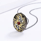 Boho Ethnic Leaf Diamond Pendant Necklace Red Zircon Women's Party Chain