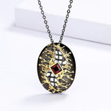 Boho Ethnic Leaf Diamond Pendant Necklace Red Zircon Women's Party Chain
