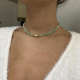 Bohemian Green Jade Bead Necklace Irregular Natural Pearl Choker