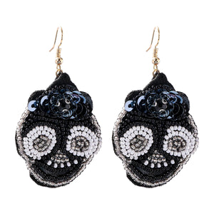 Boho Seed Beads Skull Earrings for Women - Halloween Party Jewelry