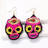 Boho Seed Beads Skull Earrings for Women - Halloween Party Jewelry
