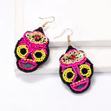 Boho Seed Beads Skull Earrings for Women - Halloween Party Jewelry