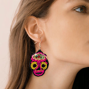 Boho Seed Beads Skull Earrings for Women - Halloween Party Jewelry