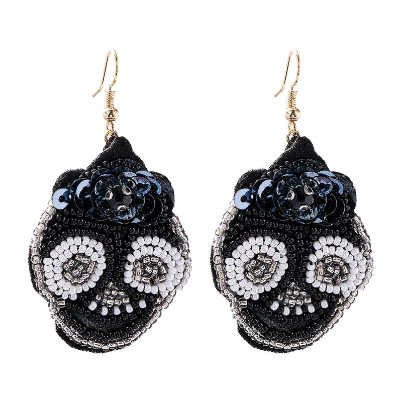 Boho Seed Beads Skull Earrings for Women - Halloween Party Jewelry
