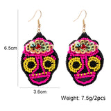 Boho Seed Beads Skull Earrings for Women - Halloween Party Jewelry