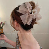 Retro Female Net Yarn Ponytail Claw Clip
