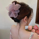 Retro Female Net Yarn Ponytail Claw Clip
