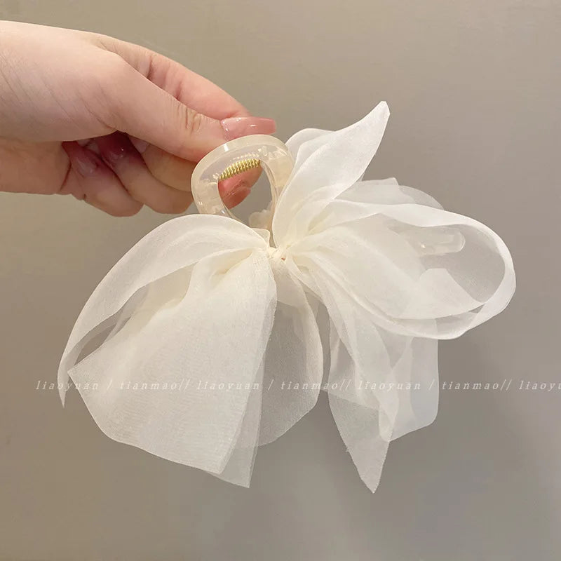 Retro Female Net Yarn Ponytail Claw Clip