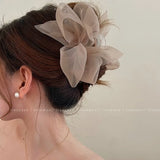 Retro Female Net Yarn Ponytail Claw Clip