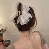 Retro Female Net Yarn Ponytail Claw Clip