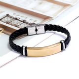 Engrave Leather Bangle Bracelet Customize Stainless Steel Bracelet