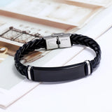 Engrave Leather Bangle Bracelet Customize Stainless Steel Bracelet