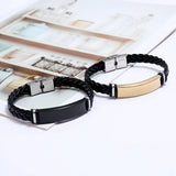 Engrave Leather Bangle Bracelet Customize Stainless Steel Bracelet