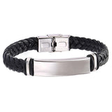 Engrave Leather Bangle Bracelet Customize Stainless Steel Bracelet