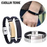 Engrave Leather Bangle Bracelet Customize Stainless Steel Bracelet