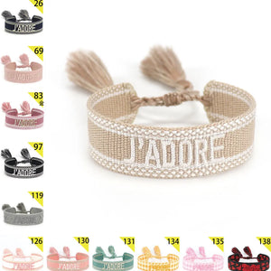 Adjustable Rope Woven Bracelet with Tassel Embroidery