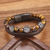 Braided Leather Bracelets For Men Life Tree Multichamber Hand-Woven