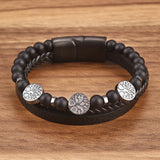 Braided Leather Bracelets For Men Life Tree Multichamber Hand-Woven