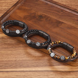 Braided Leather Bracelets For Men Life Tree Multichamber Hand-Woven