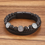 Braided Leather Bracelets For Men Life Tree Multichamber Hand-Woven